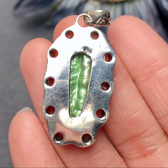 ‼️Clearance‼️Sterling silver pearl garnet pendant - Picture 3 of 4